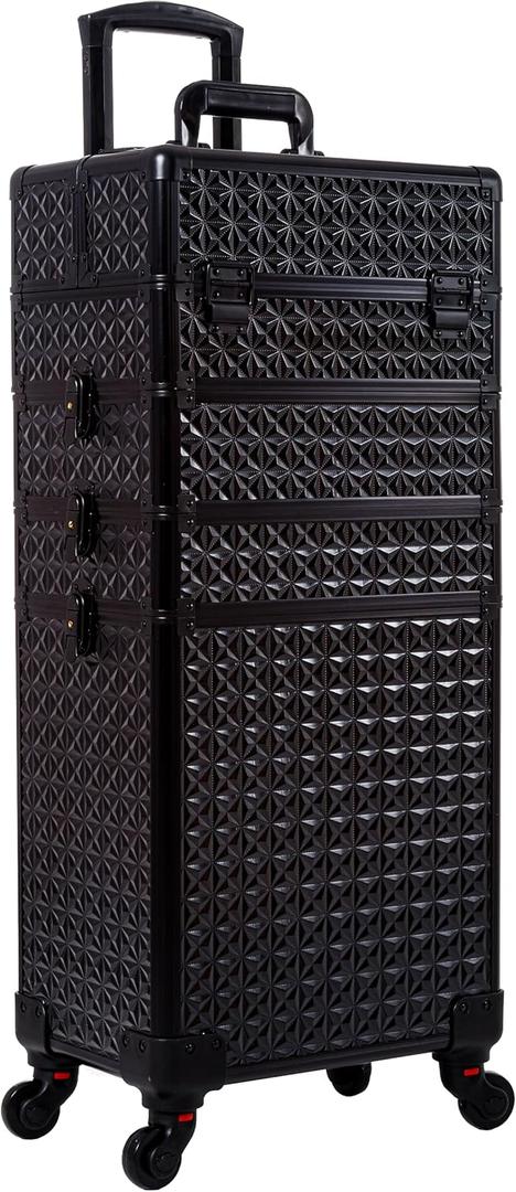 Arous 5 1 Professional Makeup Train Case Aluminum Cosmetic Case Rolling Makeup Case Extra Large Trolley