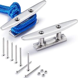 ZOMCHAIN Boat Cleat Open Base Boat Cleat 4/5/6/8 inch, Dock Cleat All 316 Stainless Steel Boat Mooring Accessories, Include Installation Accessories Screws