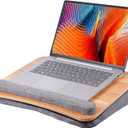 Home Office Lap Desk with Wrist Rest Laptop Bed Desk for Notebook, Laptop, Tablet, Lap Stand with Tablet, Phone Holder Fits Up to 14 Inch Laptops(Woodgrain)