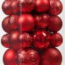 Christmas Ball Ornaments - 30pcs Shatterproof Christmas Ornaments Set Plastic Hanging Christmas Decorations for Xmas Tree Holiday Party Decor, 6 Styles in 4 Sizes (Red)