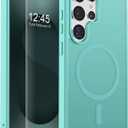SUPFINE Magnetic for Samsung Galaxy S25 Ultra Case with Screen Protector, (Built-in Magnets) (Military Grade Drop Protection) Slim Translucent Shockproof Phone Case,Blue Green