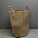 62L Jute Woven Rope Laundry Basket Tall Hamper for Clothe Blanket Toy Organization in Living Room Luanry Room Bedroom Storage Basket for Baby Nursery Kids Large
