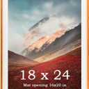 18x24 Frame Natural, Solid Cherry Wood 18 x 24 Poster Frame with Mat for 16 x 20 Image, Wall Gallery Mounting 24 x 18 Inch Large Picture Photo Frame