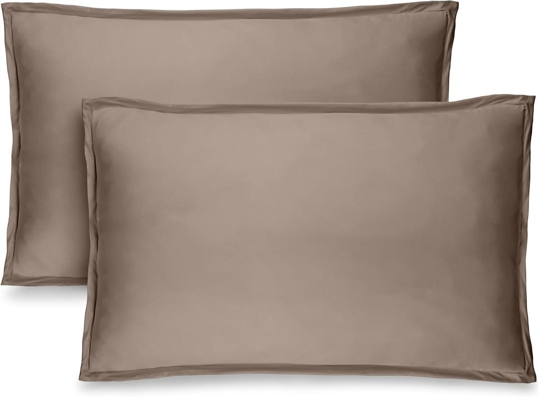 Bare Home Standard Pillow Sham Covers - Set of 2 - Premium 1800 Ultra-Soft Microfiber - Double Brushed - Stain & Fade Resistant - Bed Pillow Shams - Pillows Not Included (Set of 2, Taupe)