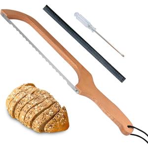 HOTTOR Sourdough Bread Slicer,16inch Bread Knife for Homemade Bread,Bread Bow Knife for Sourdough Rounds,Bread Cutter with Protective Cover,Stainless Steel Serrated Bread Knofe