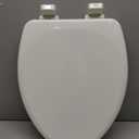 Mayfair Linden Slow Close Toilet Seat, Non Slip Heavy Duty Wood, Easy Install, Elongated, White