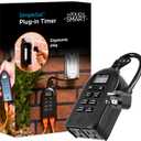 myTouchSmart Outlet Timer, Dual Plug-in Digital Timer Outlet, Simple Programmable Outlet Timer, Indoor/Oudoor Countdown Timer, Weather Resistant, Seasonal Light Timer, Black, 1 Pack, 26898-P2