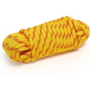 Arborist Rope, 1/2 Inch x 50 Feet Double Braided Climbing Rope Polyester for Outdoor, Climbing, Hiking, Swing, Tree Work, Halyard, SailingYellow