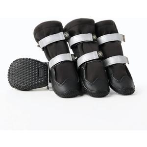 Spark Paws Dog Rainboots, Waterproof Dog Shoes for Medium to Large Dogs, Non Slip, Dog Booties and Paw Protectors - 4PCS Doggie Hiking Boots with Reflective Straps - Black, Size 6