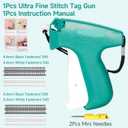 Stitch Gun for Clothes, Micro Tagging Gun for Clothing, Handheld Tag Gun Quick Stitch Sewing Gun, Quick Clothing Fixer Includes 2 Needles, 4.4mm 480 Pcs and 5.4mm 480 Pcs Black White Fasteners (Emerald Green)