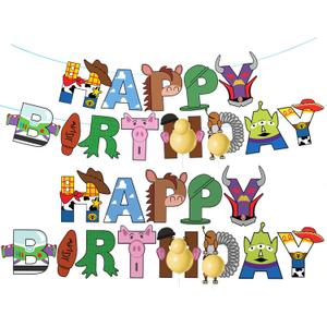 METIXOZE Cartoon Story Happy Birthday Banner Party Decorations Supplies for Boys Girls 1st 2nd 3rd 4th 10th Birhday Party Decor (multi-color)