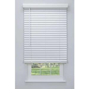 Cordless 2" Faux Wood Blind White 25 1/2 W x 48 H, Outside Mount