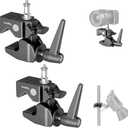 SmallRig Super Clamp Kit 2-Pack, Heavy Duty Max Load 33lb /15kg, with a 1/4"-20 & a 3/8"-16 Top Screw on a 5/8" Stud, for Photography Studio Video Camera Lighting, for Round Pipe and Flat Surface 5318