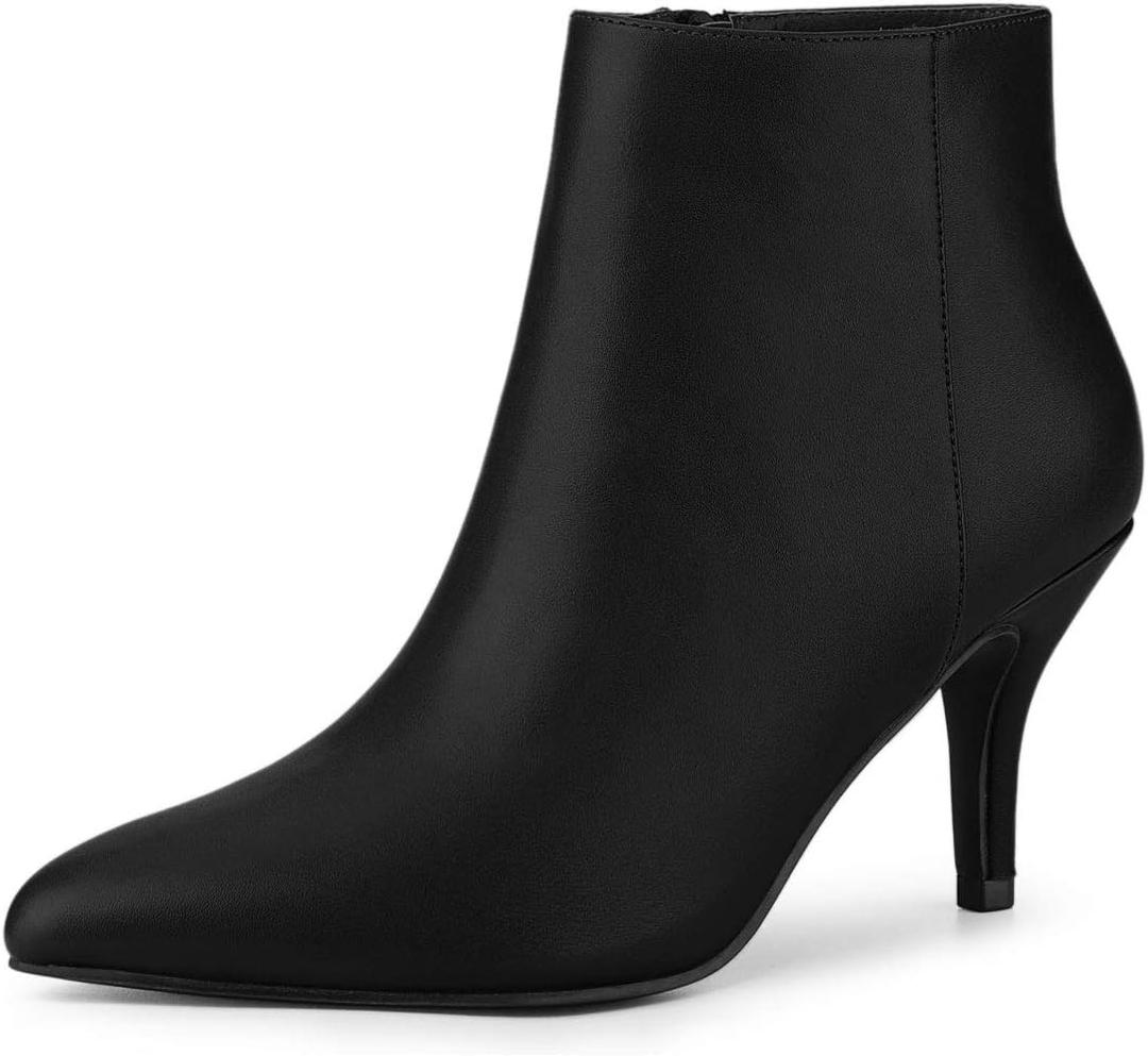 Allegra K Women's Pointed Toe Zipper Stiletto Heel Ankle Boots (Size: 8)