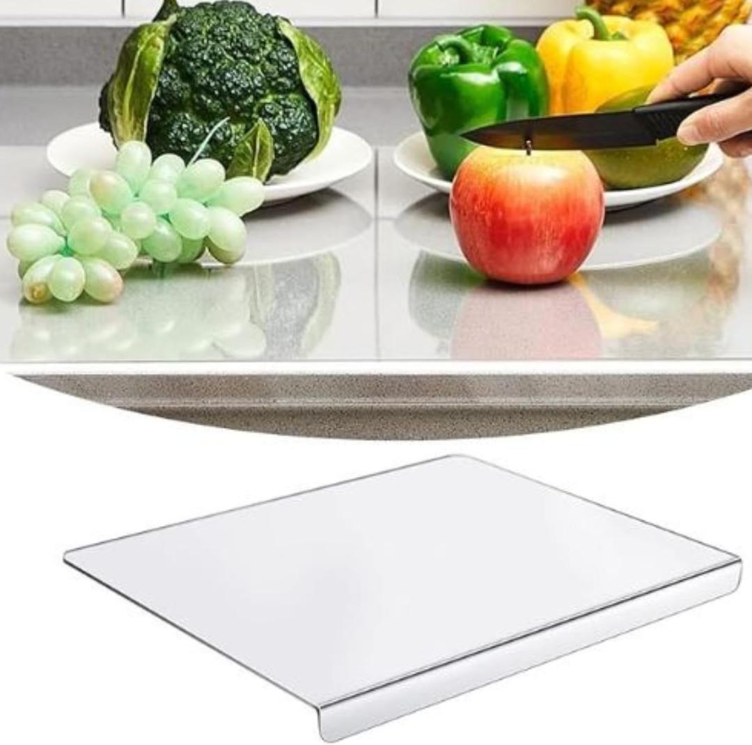 Clear Acrylic Cutting Board with Counter Lip  18 x 14 Non-Slip Kitchen Countertop Protector, Durable & Easy to Clean Cutting Board
