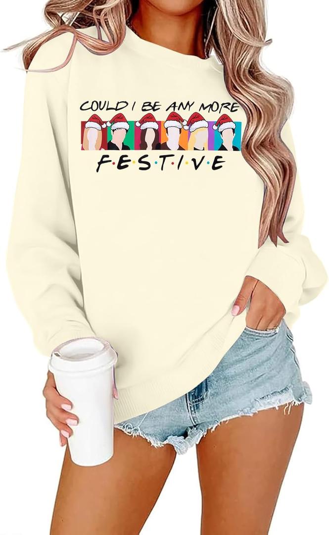 Christmas Sweatshirt Women Out Here Looking Like A Snack Shirt Farm Christmas Tree Pullover Casual Xmas Holiday Top (M)