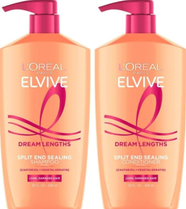 2pcs L'Oreal Paris Elvive Dream Lengths Shampoo and Conditioner Kit, Paraben Free