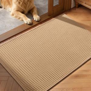 YIHOUSE Indoor Door Mat 24" x 36", Non-Slip Washable Entryway Mat, Dirt Trapper Absorbent Entrance Mat, Low Profile Floor Mat for Front/Back Door, Entryway, Khaki