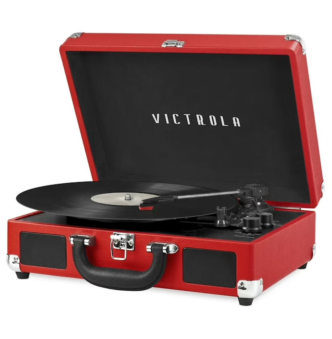 Victrola Journey Bluetooth Portable Suitcase Record Player with Built-in Speakers, 3 Speed Vinyl Record Player, RCA Out, Headphone Jack 