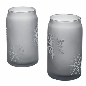 2 Piece Gray Snowflake Soda Can Glass Set