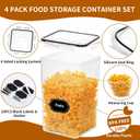 HKJ Chef 4 Pack Extra Large Airtight Food Storage Containers with Lids (6.5L / 220 oz), BPA Free Plastic Kitchen and Pantry Organization Contianers for Cereal Flour and Sugar Storage, Labels & Marker