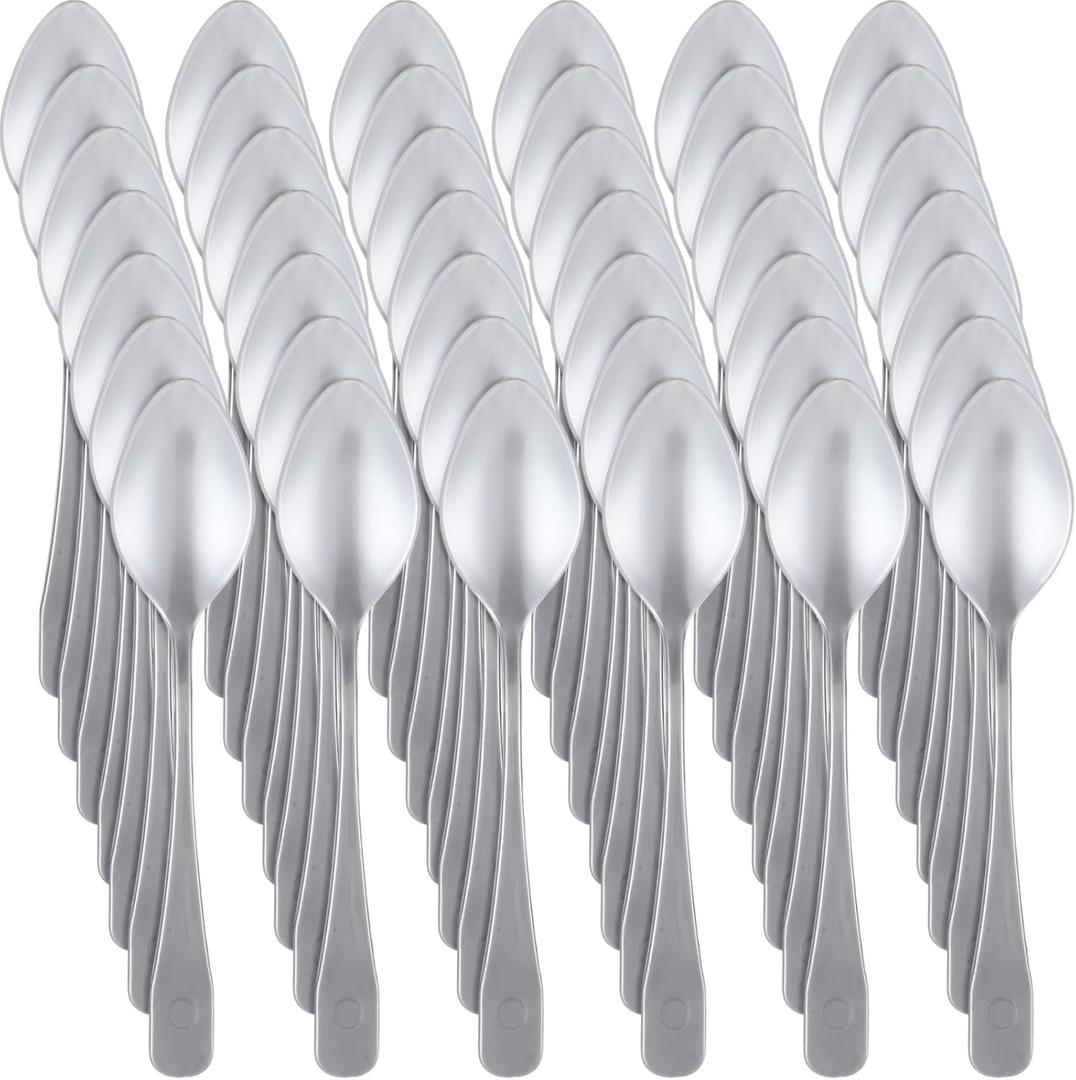 Nuogo 500 Pcs Silver Plastic Mini Spoons 3.7inch Disposable Desserts Spoon Heavy Duty Disposable Spoons Bulk for Coffee, Ice Cream, Cake, Weddings, Party