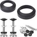 Toilet Tank to Bowl Bolt & Gasket Kit, 304 Stainless Steel Bolts, High-Density Foam Rubber Gasket, Compatible with 2-Inch and 3-Inch Seals, Easy Installation for Leak and Loose Connection Repairs