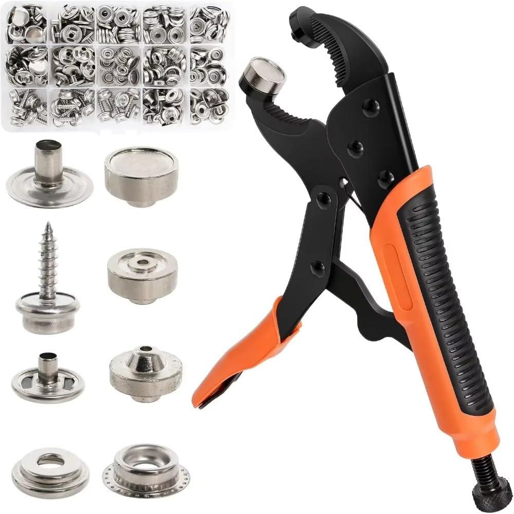 40 Set Metal Snap Buttons with Plier Tool - Thickened Snap Fastener Kit for DIY Craft & Sewing Clothes - (Color: Orange-40Sets 15Mm)