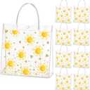 Hosuly 24 Pcs Boho Sun Clear PVC Gift Bags with Handle Button Reusable Yellow Sunshine Candy Treat Goodie Favor Bags for First Birthday Baby Shower Retro Summer Party Supplies