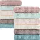 vfaejll 12 Pcs 13" x 13" Waffle Weave Kitchen Dish Cloths Set, 100% Cotton Super Absorbent Dish Towels for Washing Dishes & Drying, Multi Color