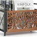 Magazine Holder, Magazine Rack Floor, Wood Magazine File Holder, Magazine Organizer, Album Storage for Vinyl Records, Farmhouse Magazine Storage Rack for Magazines, Newspapers, Books
