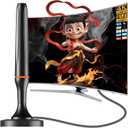 Digital TV Antenna for Smart Tv Indoor, 360 Reception Digital HDTV Antenna for Local Channels, Supports 1080P and 4K, Strong Magnetic BaseOrange-Deep