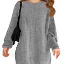 Haloumoning Girls Sweater Dress Casual Crewneck Knit Long Sleeve Fall Winter Dress Pullover 5-14Y Grey (Gray)