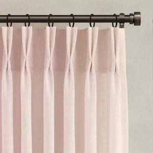Light Pink Linen Curtains Pinch Pleated 90 Inch Length 2 Panels for Nursery Baby Girls Bedroom Semi Sheer Light Filtering Pleated Linen Curtains for Living Room Bedroom Dusty Blush Pink (40"W x 90"L (Pack of 2))