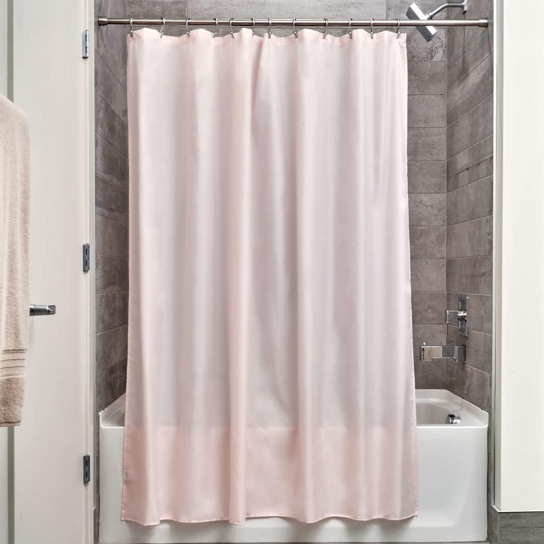 iDesign Shower Curtain Liner, Fabric Shower Curtain or Liner Waterproof, 72In x 72In, Pink