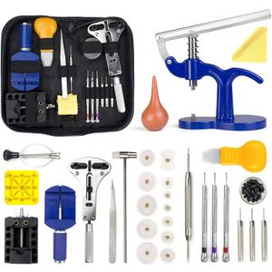 Watch Repair Kit + Watch Press, Watches Band Link Pin Set with Carrying Case, Watch Battery Replacement Tool Kit, Watch Tools with Spring Bar Tool