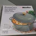 MUELLER HOME 4.5 Quart Enameled Cast Iron Dutch Oven For Sourdough Bread Baking, Heavy-Duty, Oven-Safe up to 500 F & Across All Cooktops, Casserole Dishes, Green Kitchen Accessories, Thyme Green