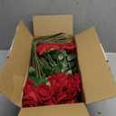 Jefuzh 50 PCS Fake Red Roses, Artificial Red Flowers Bulk Realistic Silk Faux Rose with Stems for Wedding Decoration Anniversary Bridal Bouquet DIY Floral Arrangement Romantic Home Decor Gifts