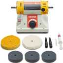 VEVOR Bench Buffer Polisher, 1/2HP Polishing and Buffing Machine, 0 to 8000RPM Benchtop Polisher with 2PCS 4" Cotton Wheel, 3PCS 3" Abrasive Fiber Wheels & Polishing Compound for Metal Jewelry Wood