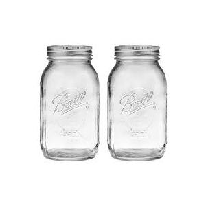 Regular Mouth Mason Jars 16 oz - (2 Pack) - Regular Mouth 16-Ounces Pint Mason Jars with White M.E.M Food Storage Plastic Lids - For Storage, Canning, Freezing, Leak Proof, Microwave & Diswasher Safe
