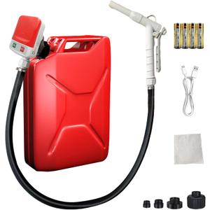 Automatic Fuel Transfer Pump with Nozzle, 3.4GPM Portable Electric Gas Can Pump with 51" Long Rubber Hose for Oil Diesel Gasoline, 4pcs AA Battery/1pcs USB Cable and 4 Can Adapters Included