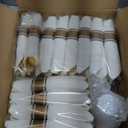 350 PCS White and Gold Plastic Dinnerware Set for 50 Guests, Disposable Party Plate for 50 Guests, Include: 100 Plastic Plates, 50 Pre Rolled Napkins with Gold Silverware, 50 Cups