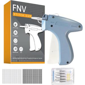 FNV Quicker Clothing Fixer, Stitch for Clothes, Quicker Sewing for Cloth, Mini Sewing Stitch Machine with 6 Needles, 1000 Black&1000 White Fasteners (Light Blue)