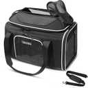 Petskd Top-Expandable Pet Carrier 18x11x11 Inches Delta American United Airline Approved, Soft-Sided Carrier for Small Cats and Dogs with Locking Safety Zippers and Anti-Scratch Mesh (Black)