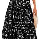 PRETTYGARDEN Women's Summer Maxi Dress 2025 Resort Wear Boho Floral V Neck Puff Short Sleeve Ruffle Flowy Beach Long Dresses, XL