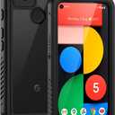 Lanhiem for Google Pixel 5 Case, IP68 Waterproof Dustproof with Built-in Screen Protector, Heavy Duty Full Body Protective Phone Case for Pixel 5, Black/Clear