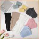 8 Pairs Non Slip Pilates Socks for Women, Cotton Ruffle Yoga Crew Socks with Grips for Athletic Workout Barre Gym Hospital