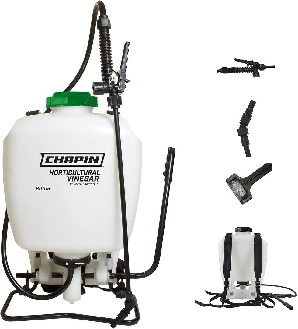 Chapin International 60105 4-Gallon Horticultural Vinegar Backpack Sprayer, Translucent White