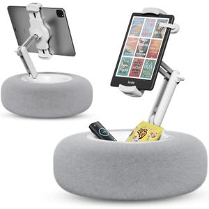 Tablet Pillow Stand for Reading, Adjustable Tablet Stand Phone Holder for Bed with Detachable Snack Bowl, Fits 4.7"-13" Kindle/Phones/Tablets, Watch Videos, Stream Media, Gray (Grey)