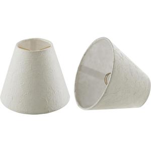 Aspen Creative 32129-2A Small Hardback Empire Shape Chandelier Clip-On Lamp Shade Set (2 Pack), Transitional Design in Off-White, 6" bottom width (3" x 6" x 5")